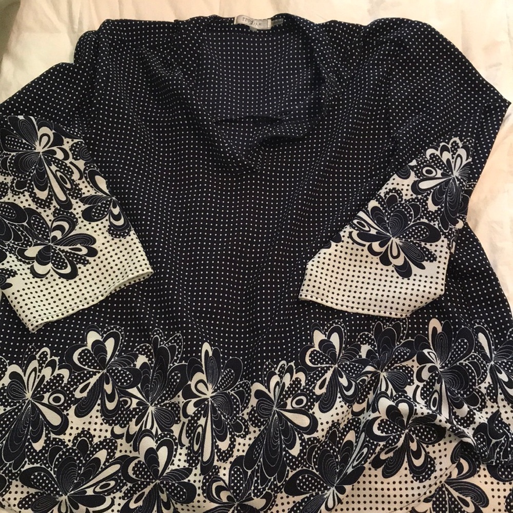 navy & white dressy top